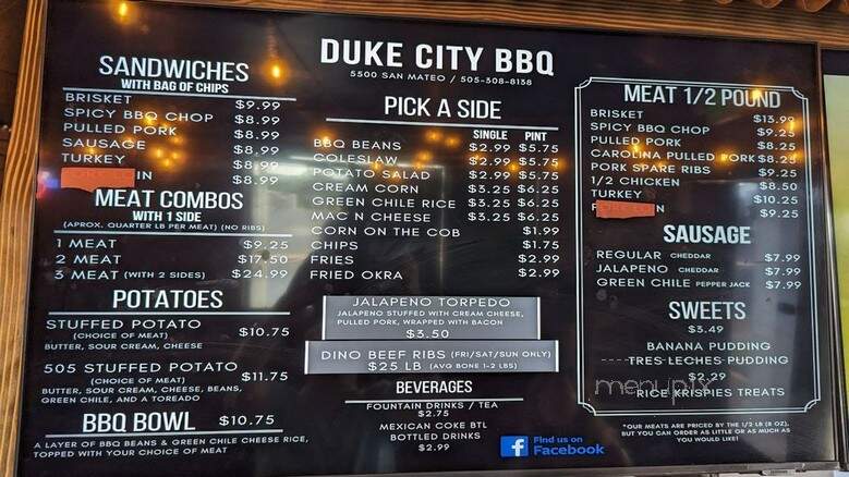 Duke City Diner - Albuquerque, NM menu_pic