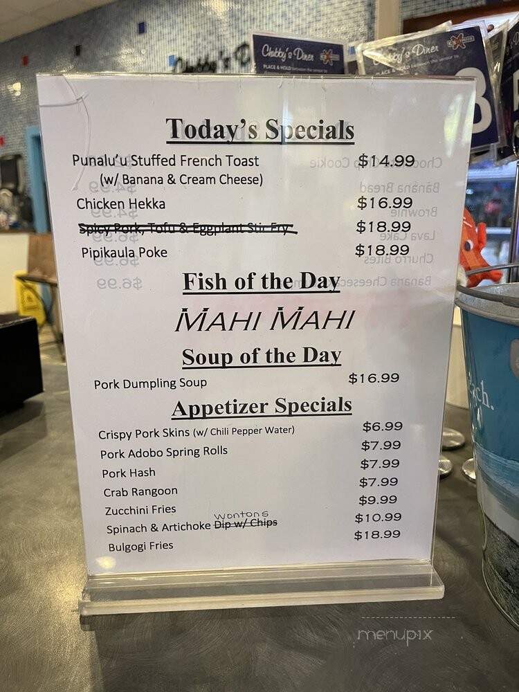 Chubby's Avalux Cafe - Kailua Kona, HI menu_pic