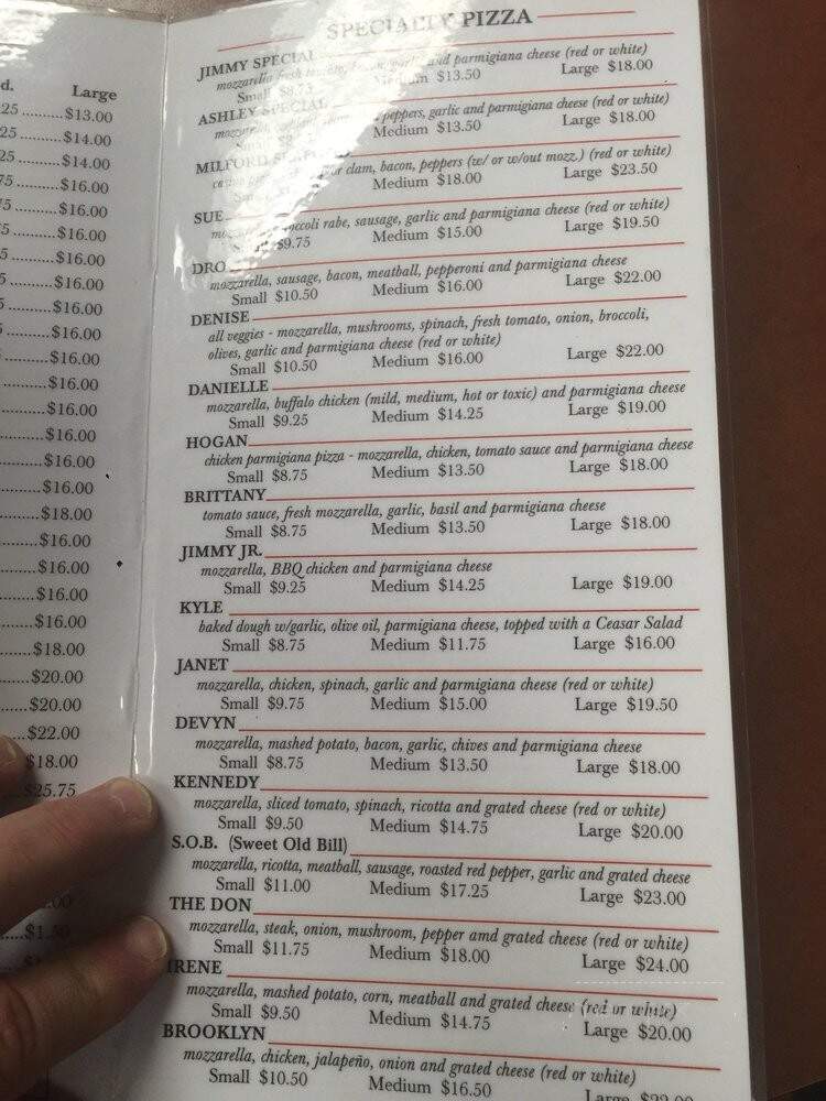 Jimmys Apizza - Milford, CT menu_pic
