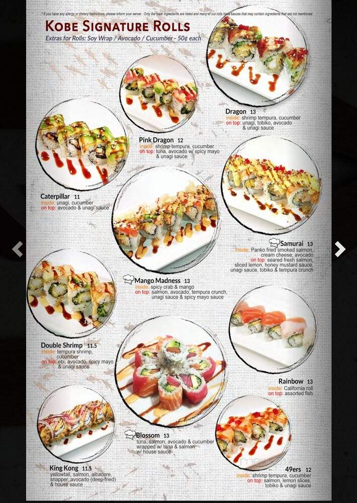 Kobe Japanese Cuisine & Bar - Foster City, CA menu_pic