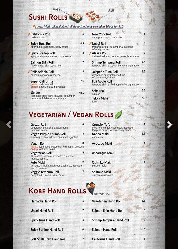 Kobe Japanese Cuisine & Bar - Foster City, CA menu_pic