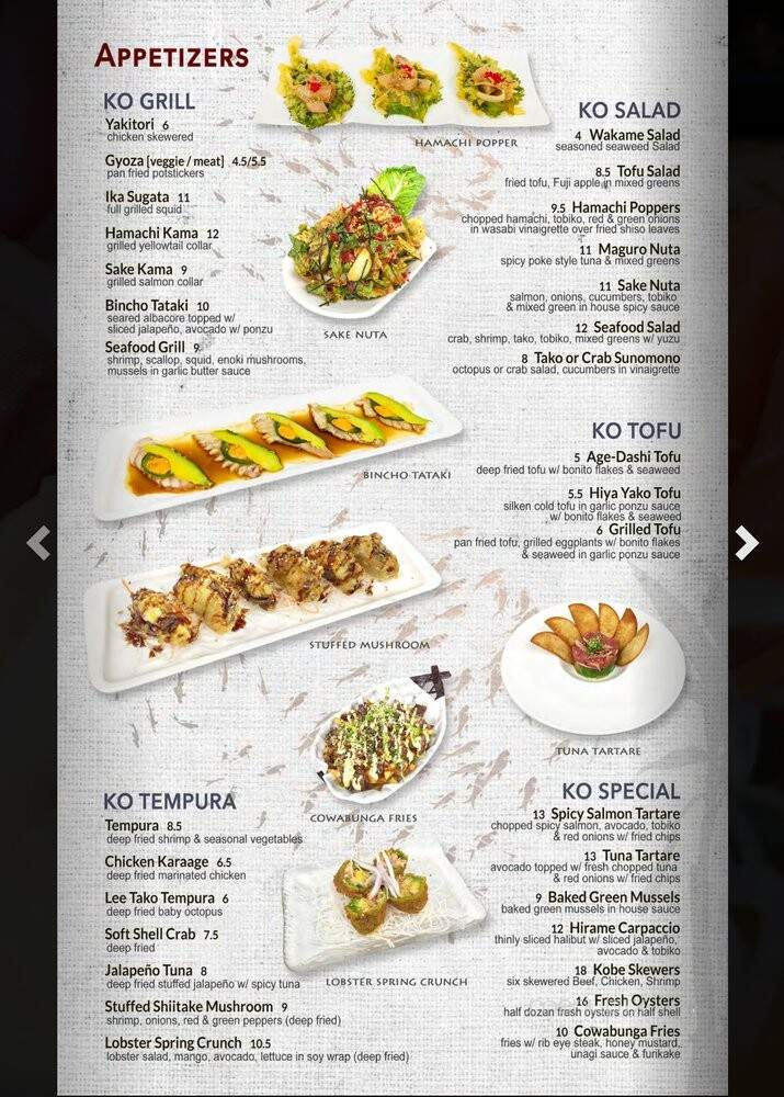 Kobe Japanese Cuisine & Bar - Foster City, CA menu_pic