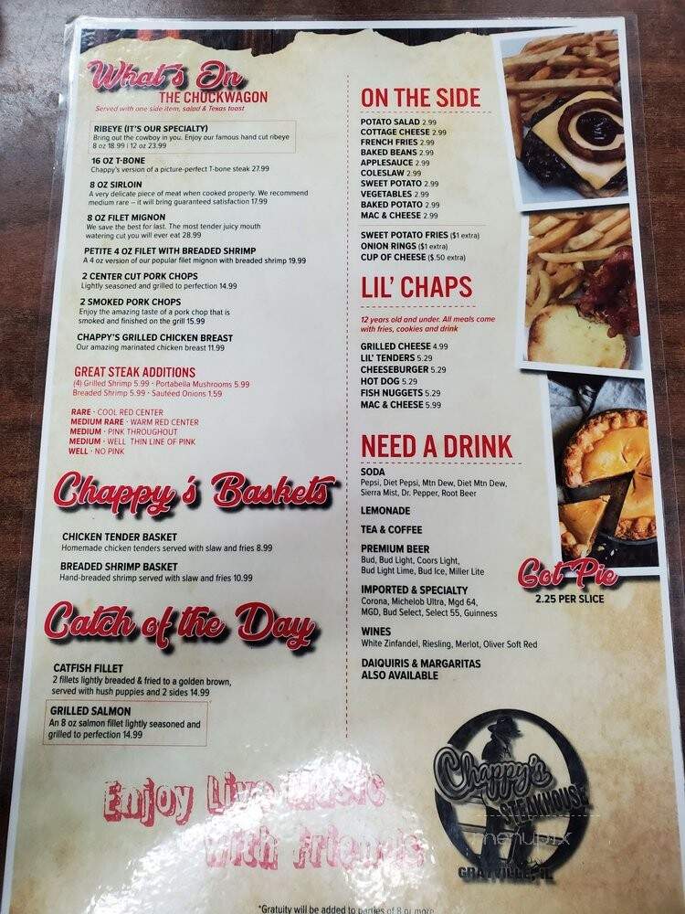 Chappy's Bar & Grill - Grayville, IL menu_pic
