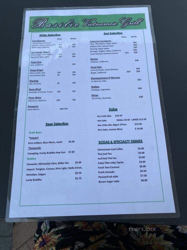 Basilic Vietnamese Grill - Fort Lauderdale, FL menu_pic