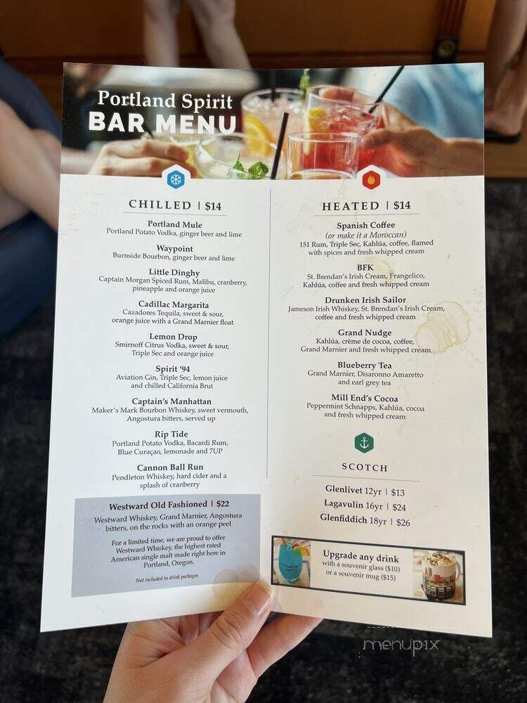 Portland Spirit Dinner Cruise - Portland, OR menu_pic