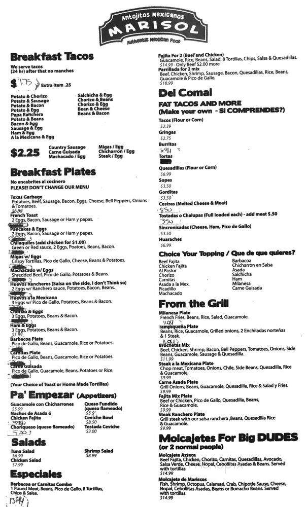Mariscos Marisol - San Antonio, TX menu_pic