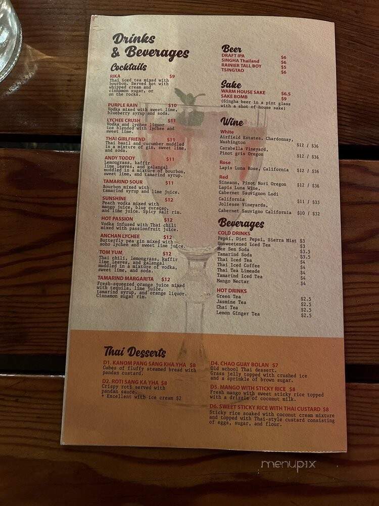 Mee-Sen Thai Eatery - Portland, OR menu_pic