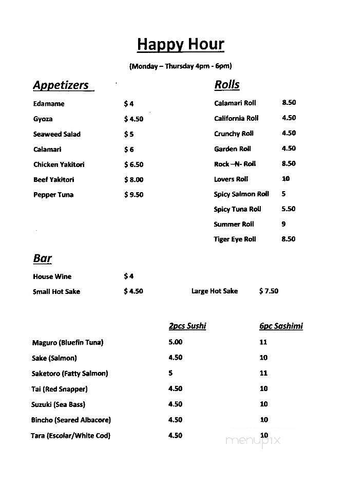 Nanami Sushi Bar & Grill - Austin, TX menu_pic