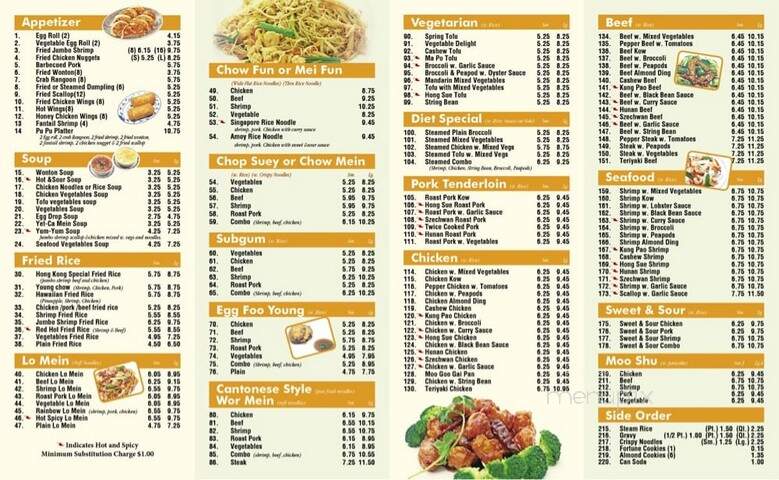 Hong Kong Chef Chinese - West Dundee, IL menu_pic