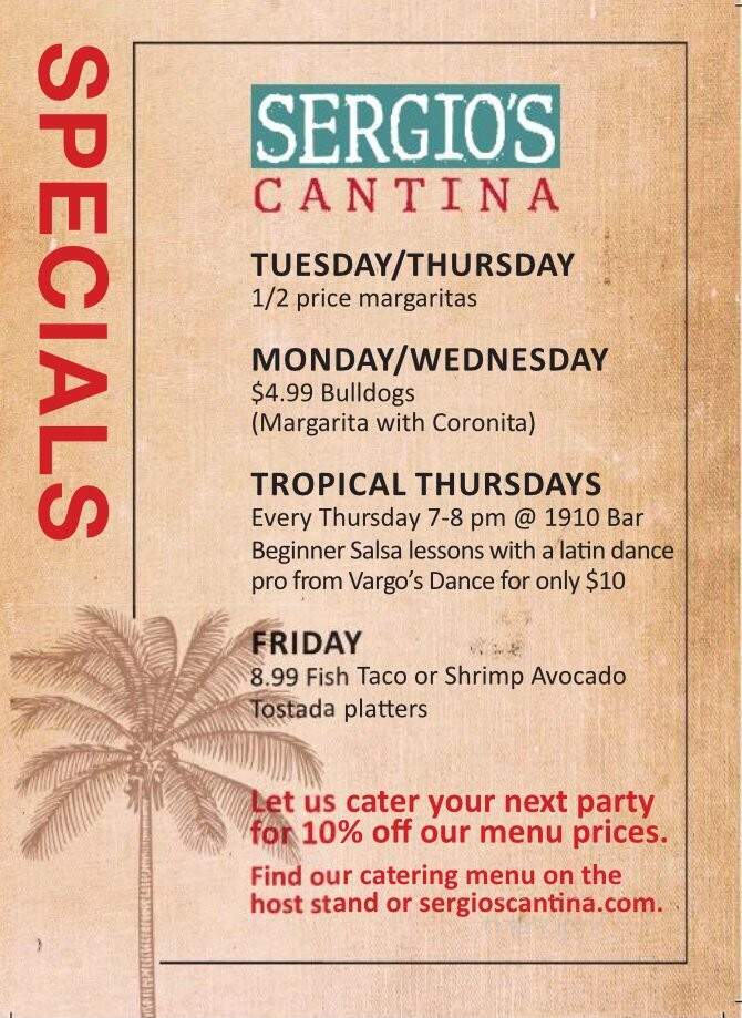 Sergio's Cantina - Geneva, IL menu_pic