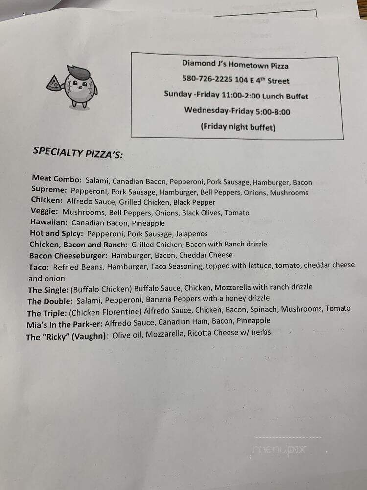 K J's Pizza - Hobart, OK menu_pic