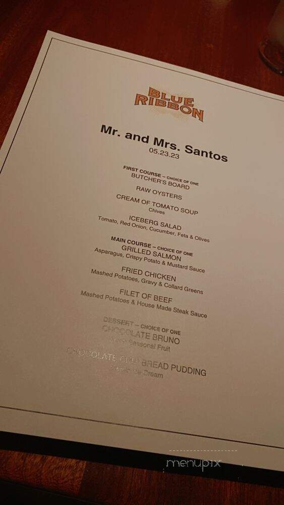 Blue Ribbon - Las Vegas, NV menu_pic