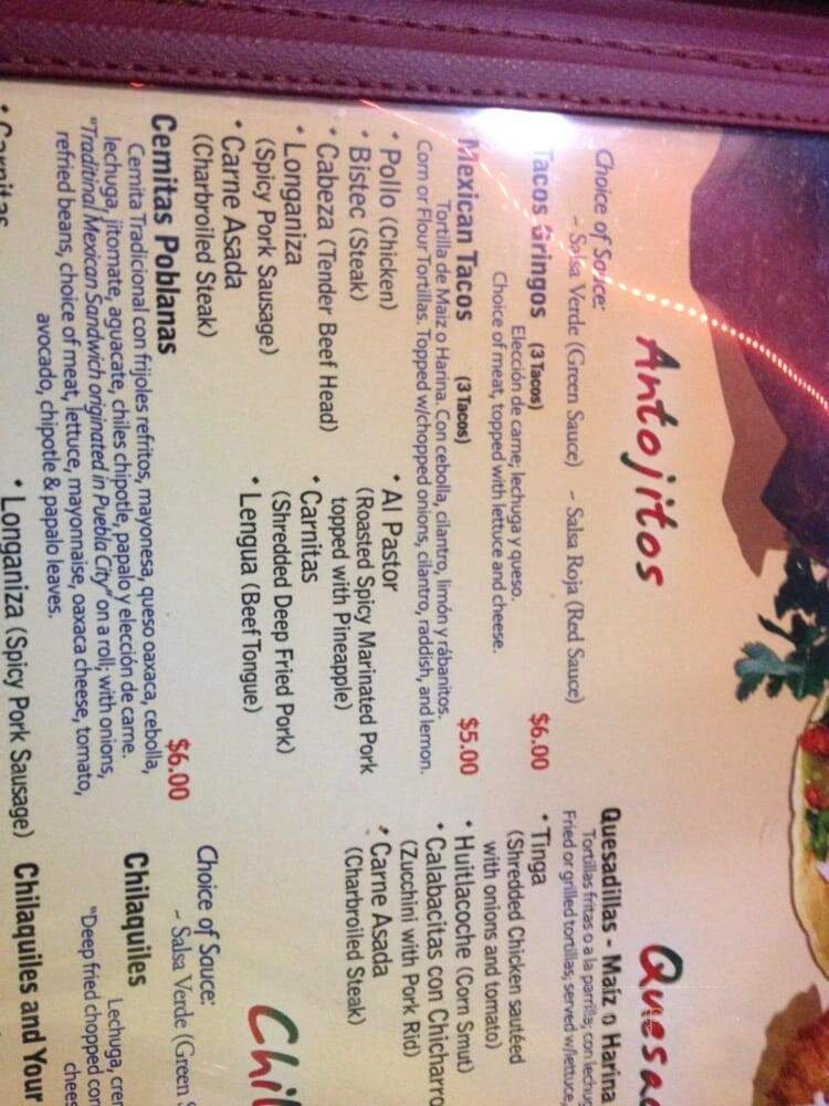 La Poblanita - Norristown, PA menu_pic