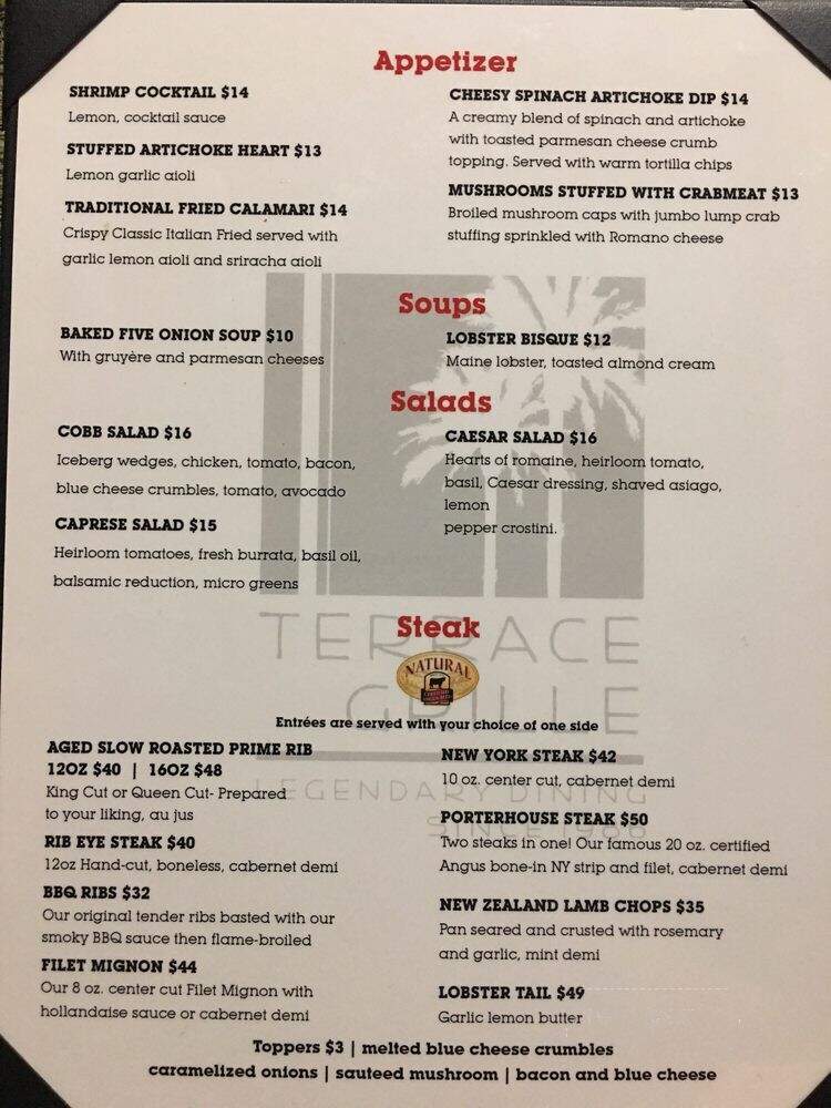 Cafe Terrace - Long Beach, CA menu_pic