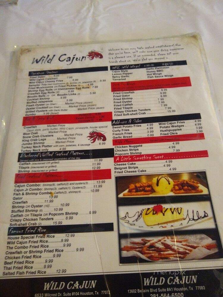 Wild Cajun Restaurant - Houston, TX menu_pic