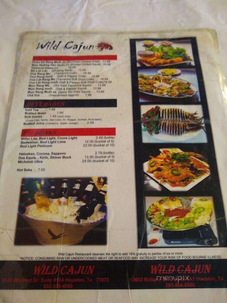 Wild Cajun Restaurant - Houston, TX menu_pic
