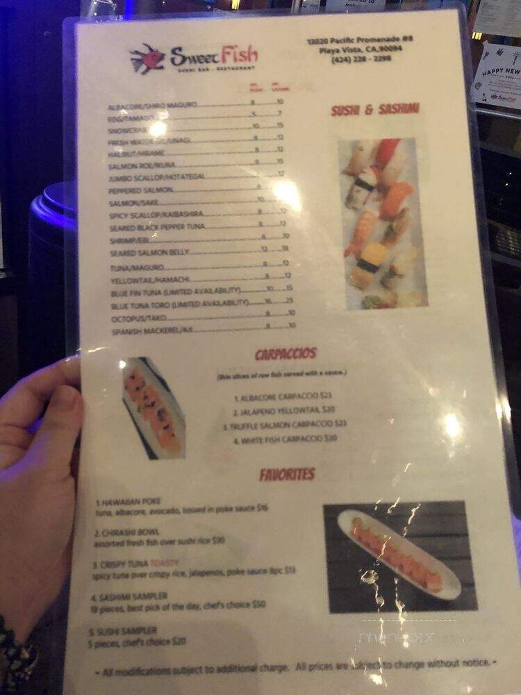 Sweetfish Sushi - Playa Vista, CA menu_pic
