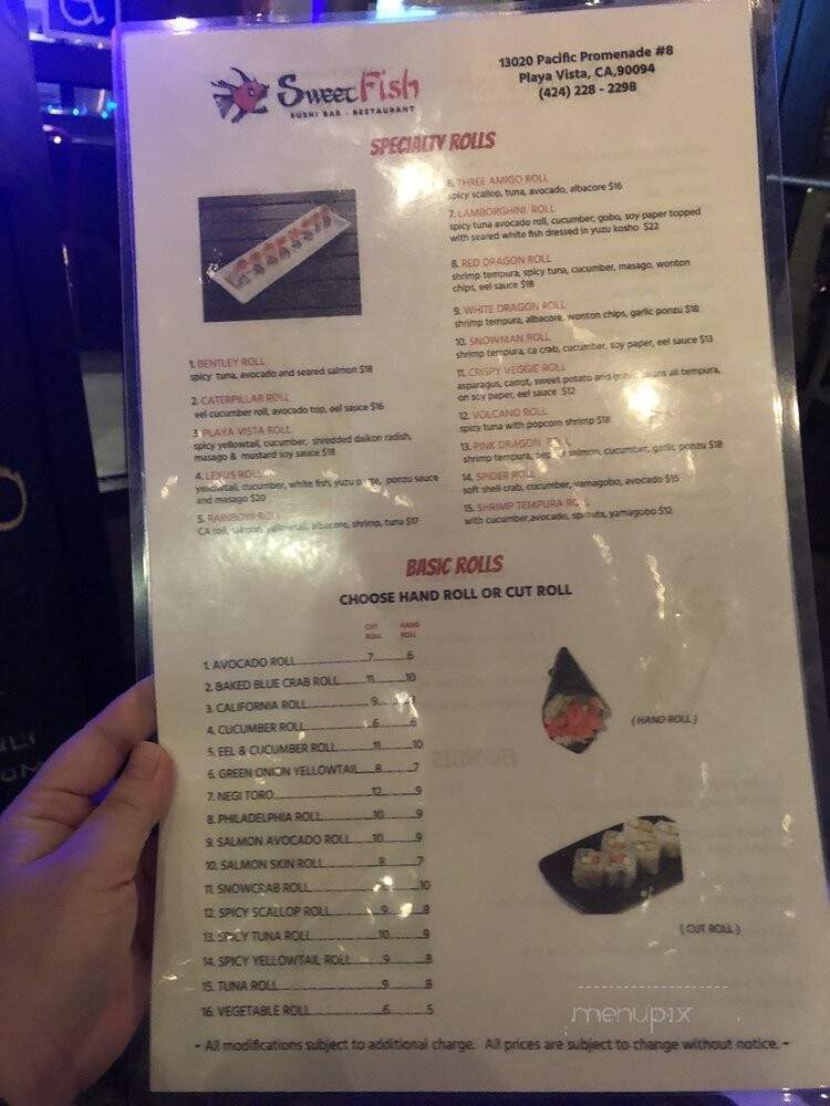 Sweetfish Sushi - Playa Vista, CA menu_pic