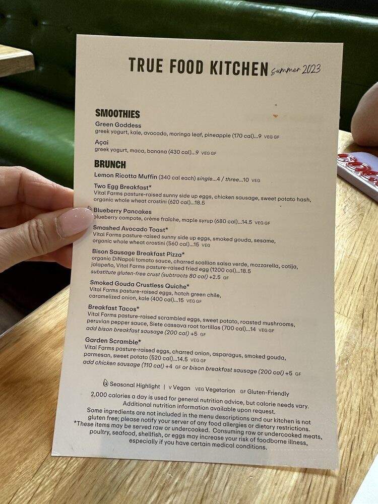 True Food Kitchen - Newport Beach, CA menu_pic