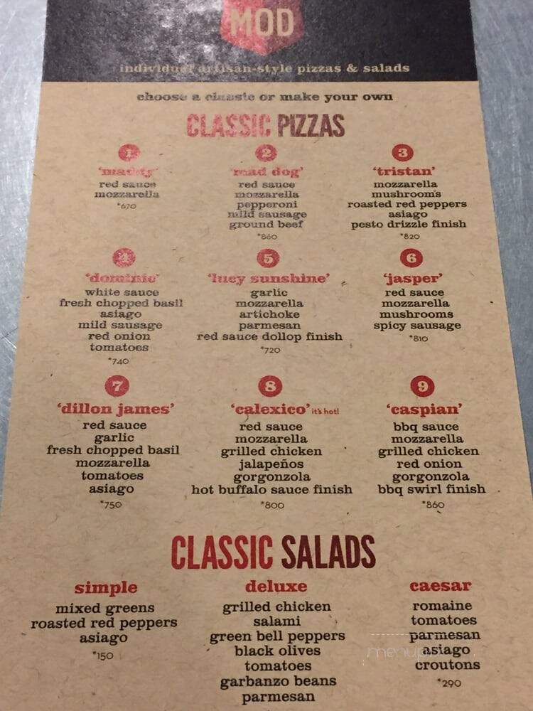 Mod Super Fast Pizza - Bellevue, WA menu_pic