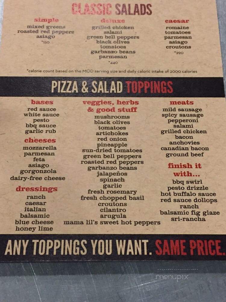 Mod Super Fast Pizza - Bellevue, WA menu_pic