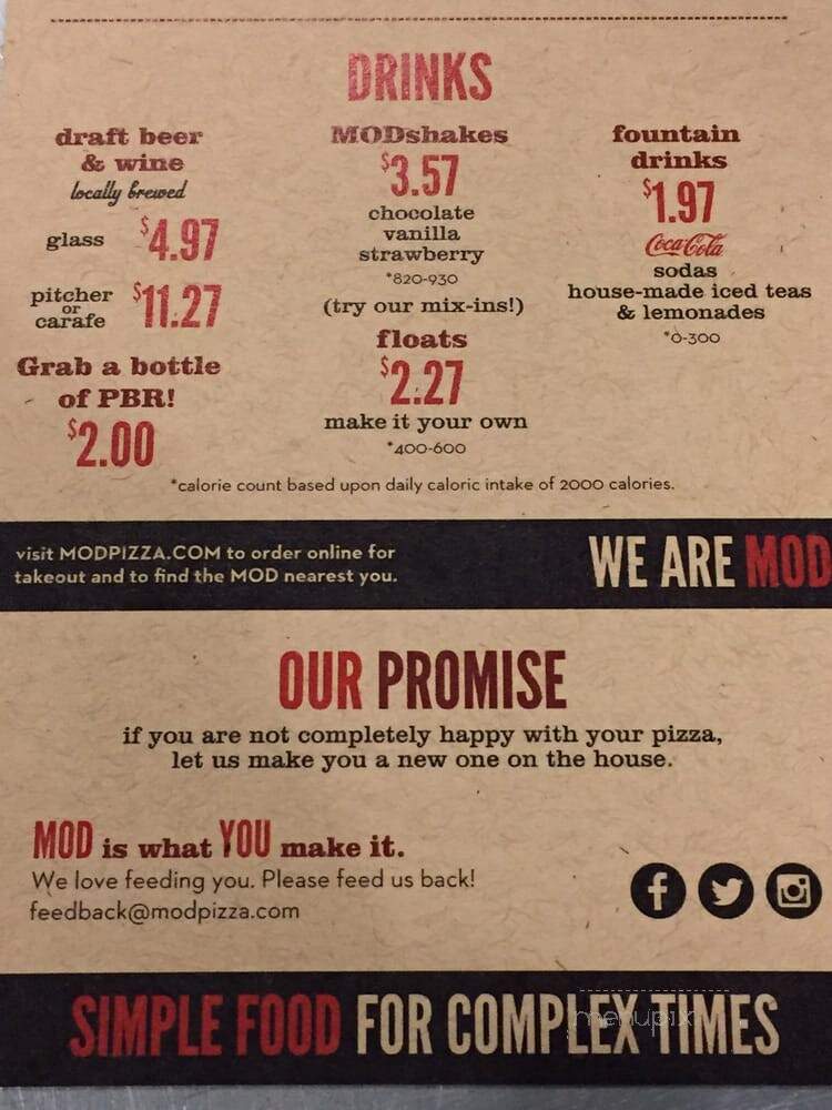 Mod Super Fast Pizza - Bellevue, WA menu_pic