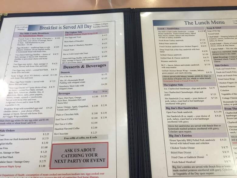 Dutch Mill Family Restaurant - Shelburne, VT menu_pic