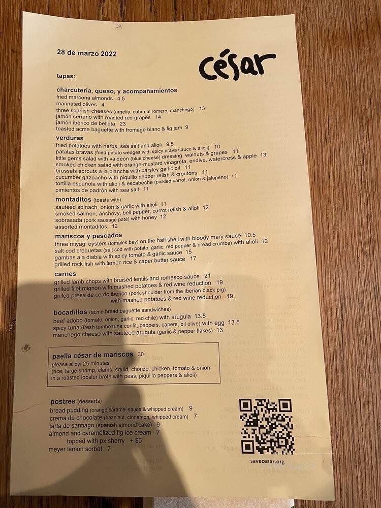 Csar - Berkeley, CA menu_pic