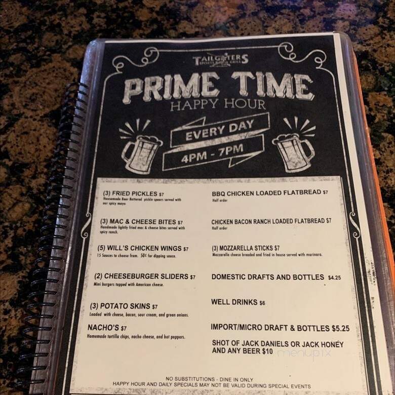 Tailgaters Sports Bar & Grill - Brentwood, CA menu_pic