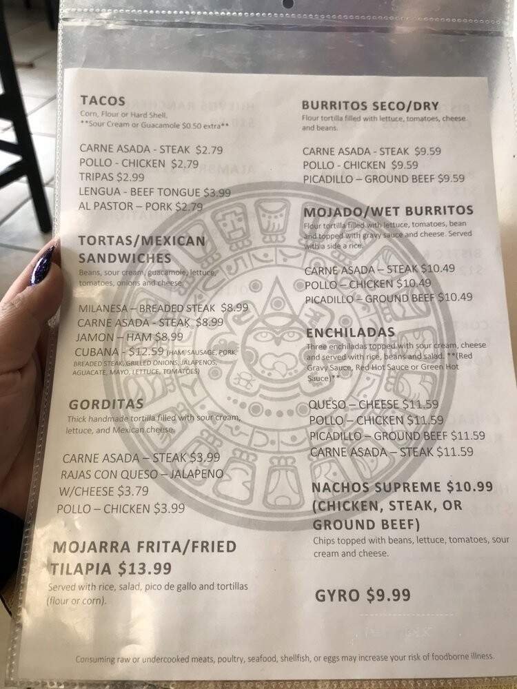 Taqueria Aztceca - Holland, MI menu_pic