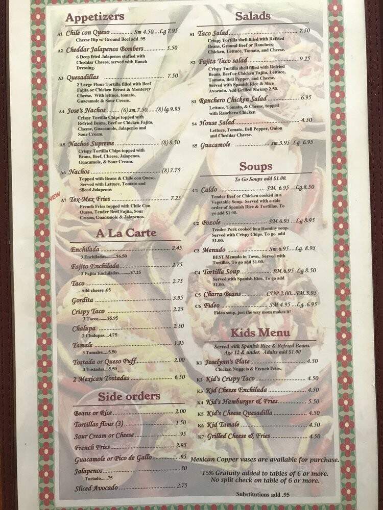 El Sueno Mexican Cafe - Bay City, TX menu_pic