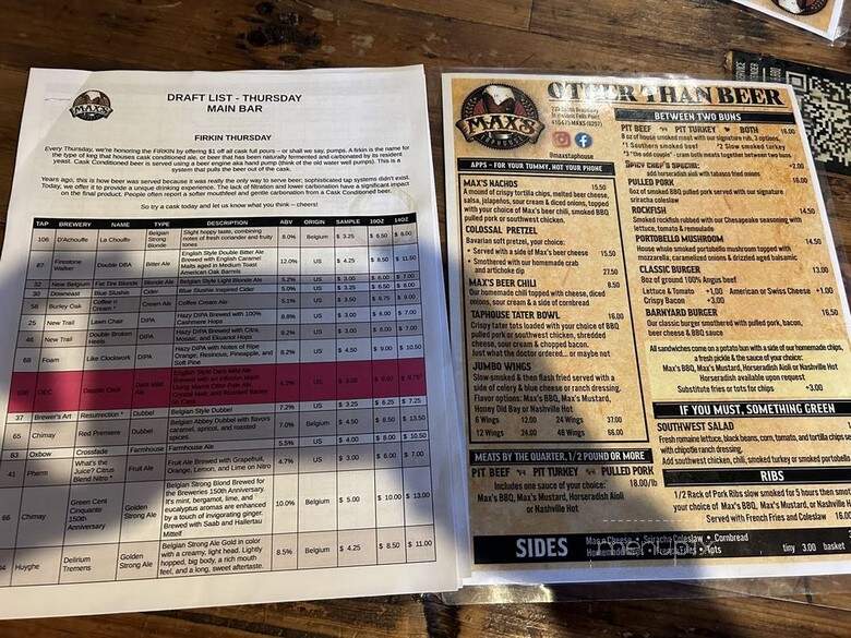 Max's Taphouse - Baltimore, MD menu_pic