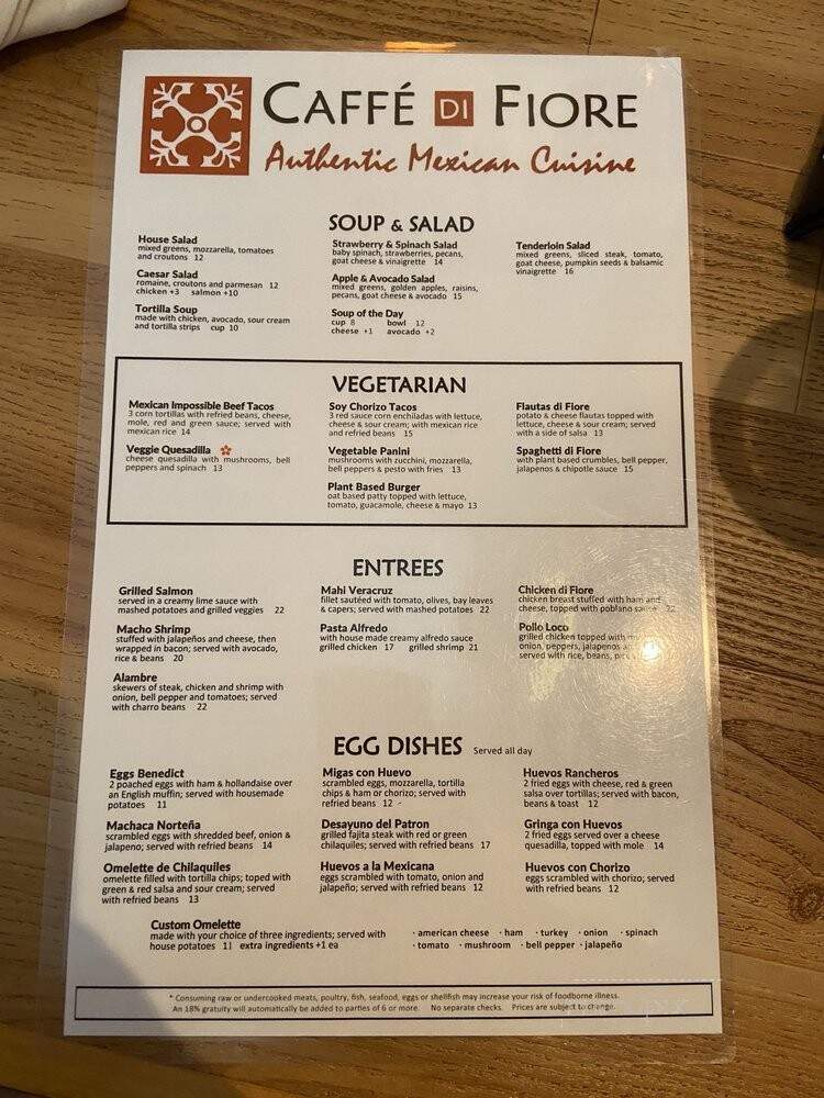 Caffe Di Fiore - The Woodlands, TX menu_pic