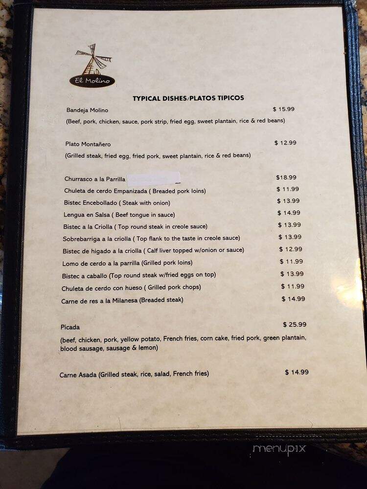 El Molino - Miami, FL menu_pic