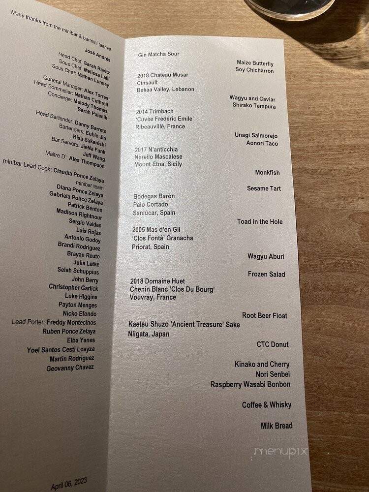 Minibar By Jose Andres - Washington, DC menu_pic