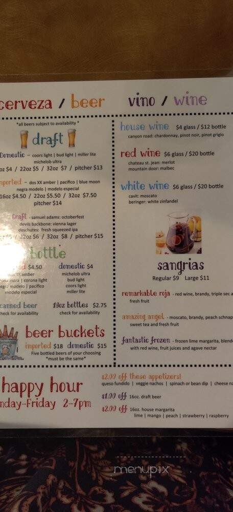 Alejandro's Mexican Grill - Roanoke, VA menu_pic