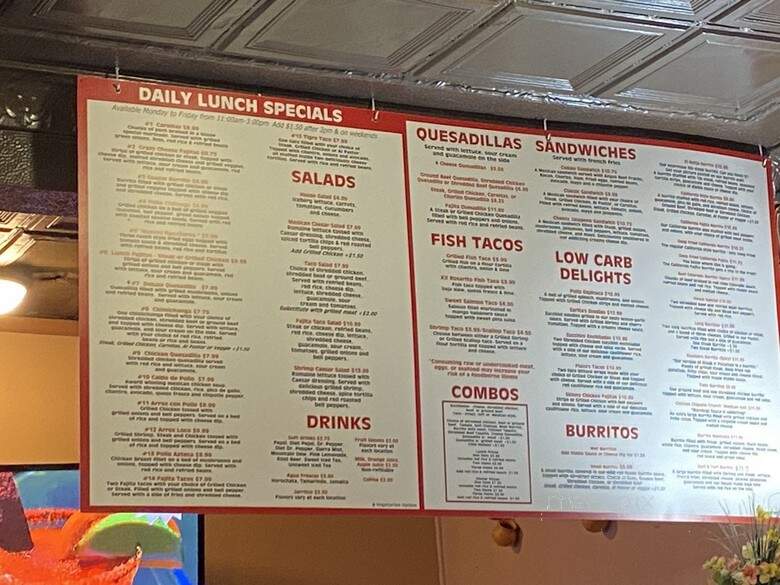 Alejandro's Mexican Grill - Roanoke, VA menu_pic