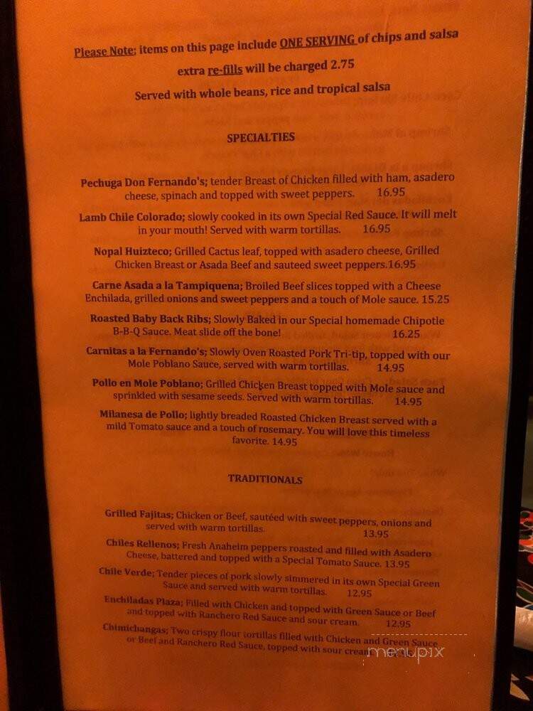 Don Fernando's - Clovis, CA menu_pic