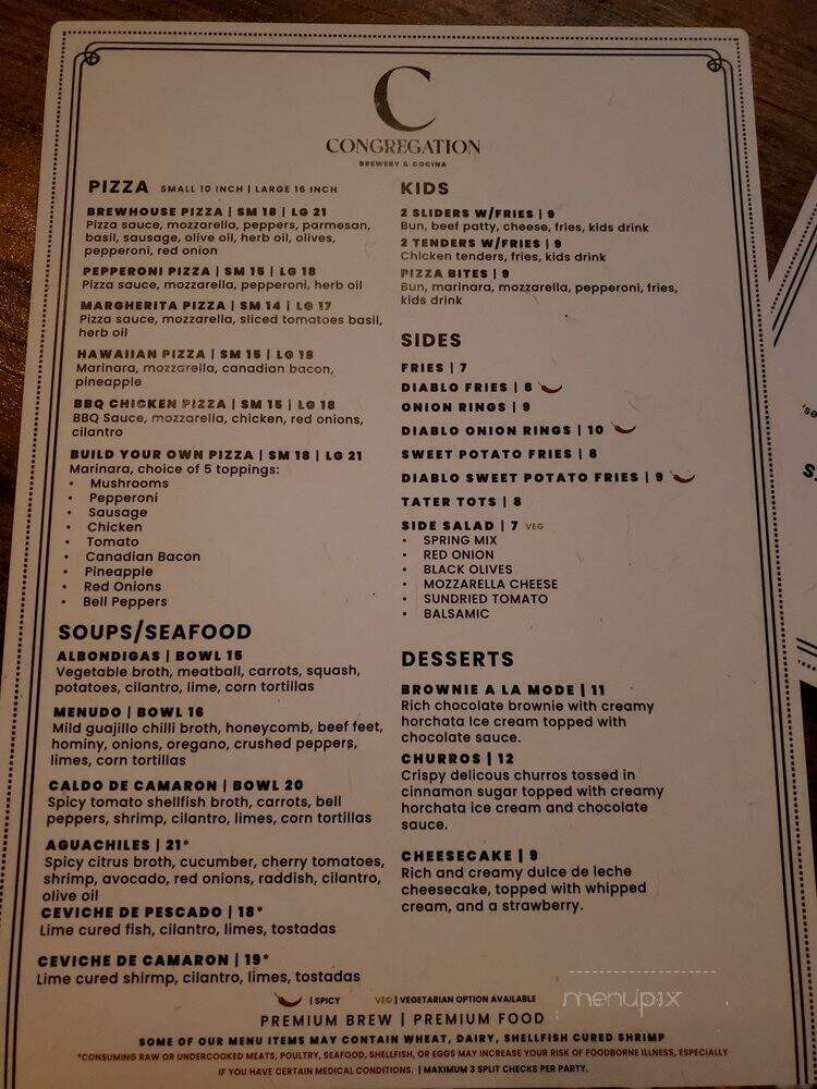 Congregation Ale House - Long Beach, CA menu_pic