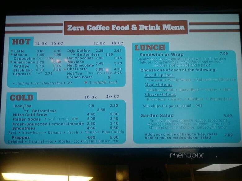 Zera Coffee Company - Denton, TX menu_pic