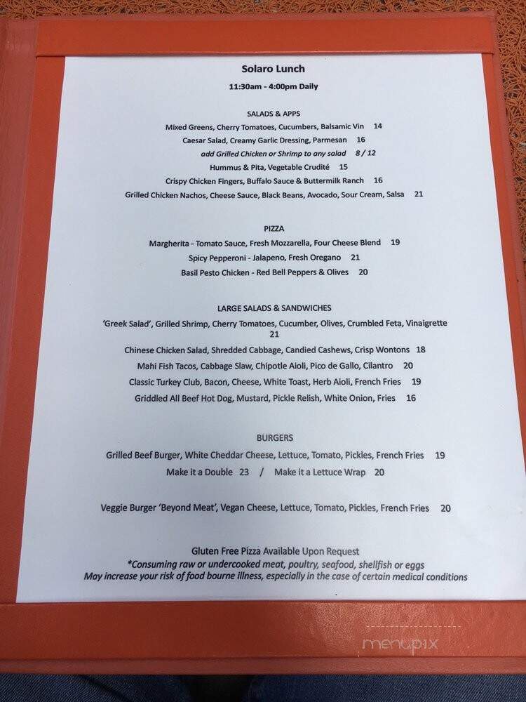 Solaro - Las Vegas, NV menu_pic