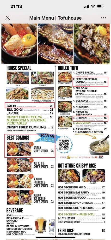 Tofu House - San Diego, CA menu_pic