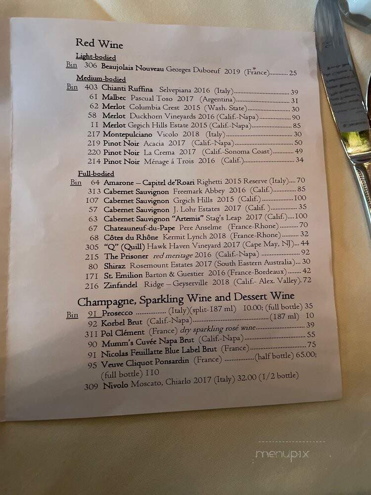 Maureen Restaurant - Cape May, NJ menu_pic