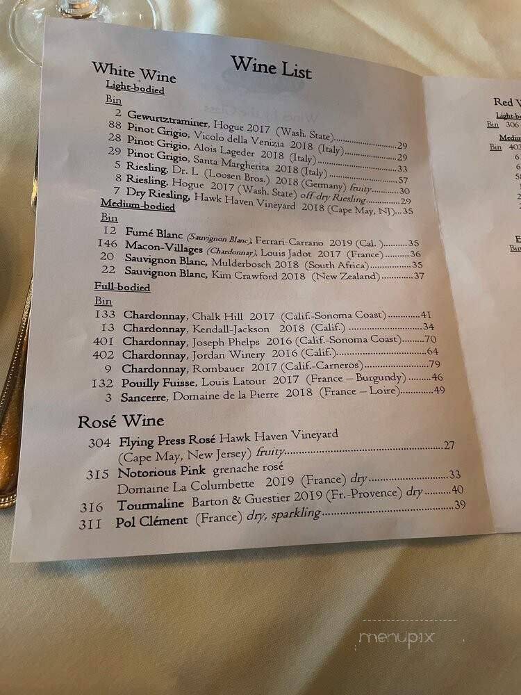 Maureen Restaurant - Cape May, NJ menu_pic