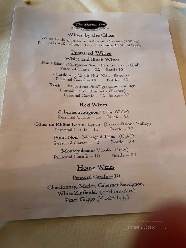 Maureen Restaurant - Cape May, NJ menu_pic