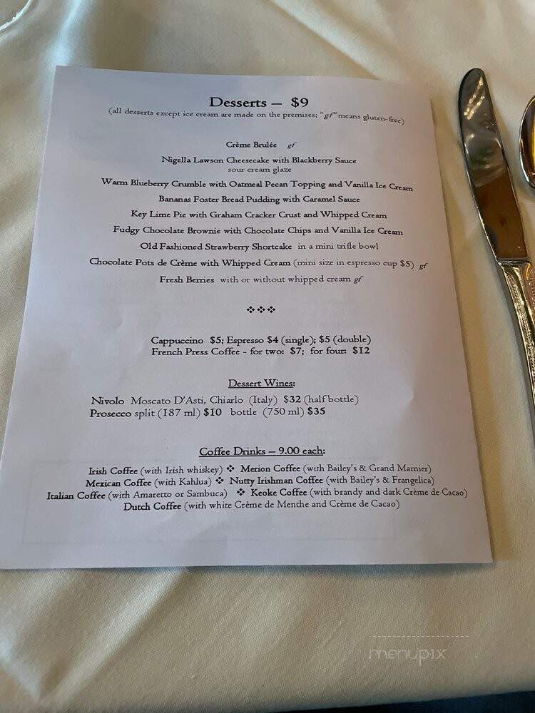 Maureen Restaurant - Cape May, NJ menu_pic