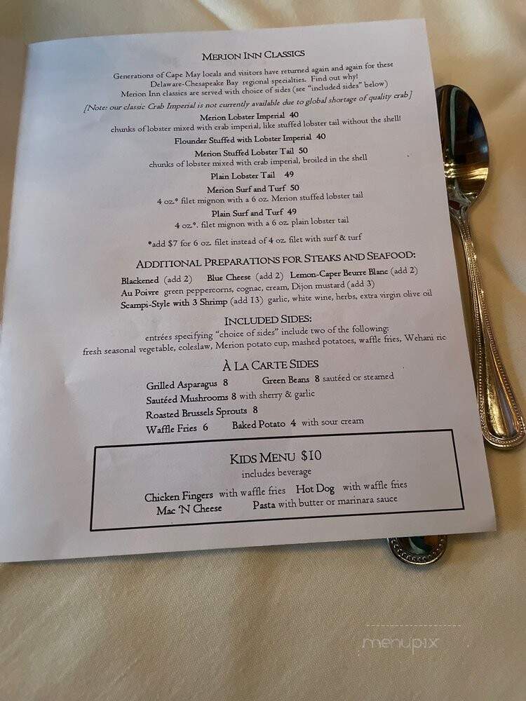 Maureen Restaurant - Cape May, NJ menu_pic