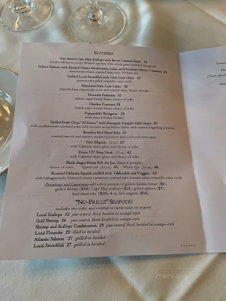 Maureen Restaurant - Cape May, NJ menu_pic