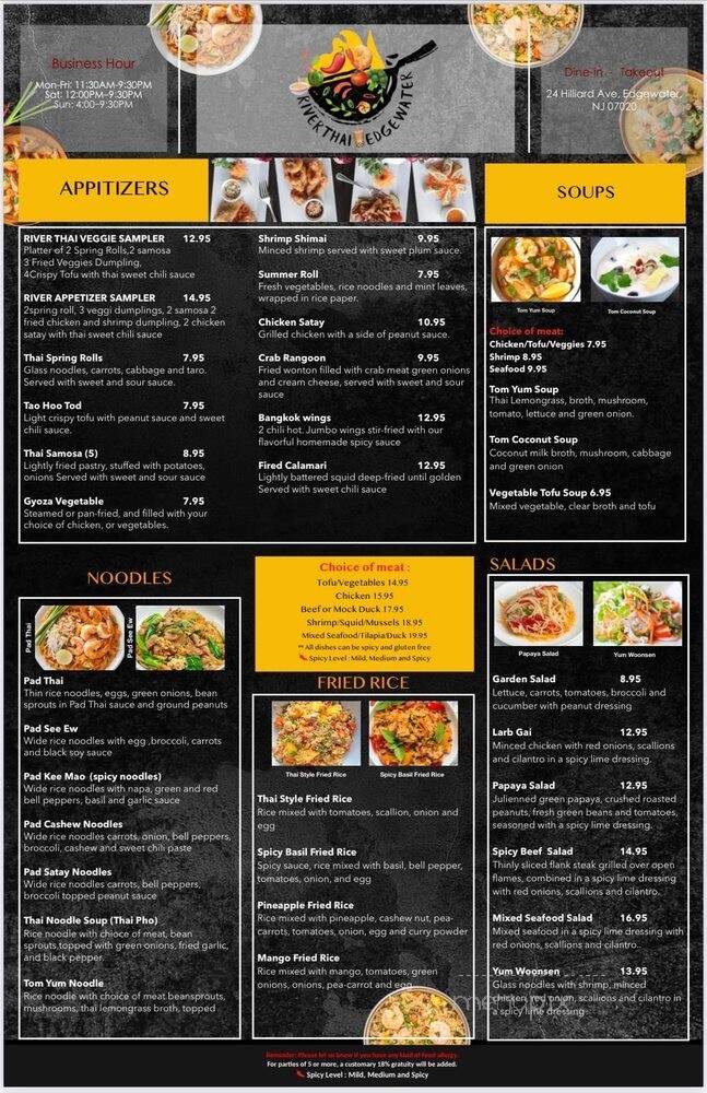 River Thai Food - Edgewater, NJ menu_pic