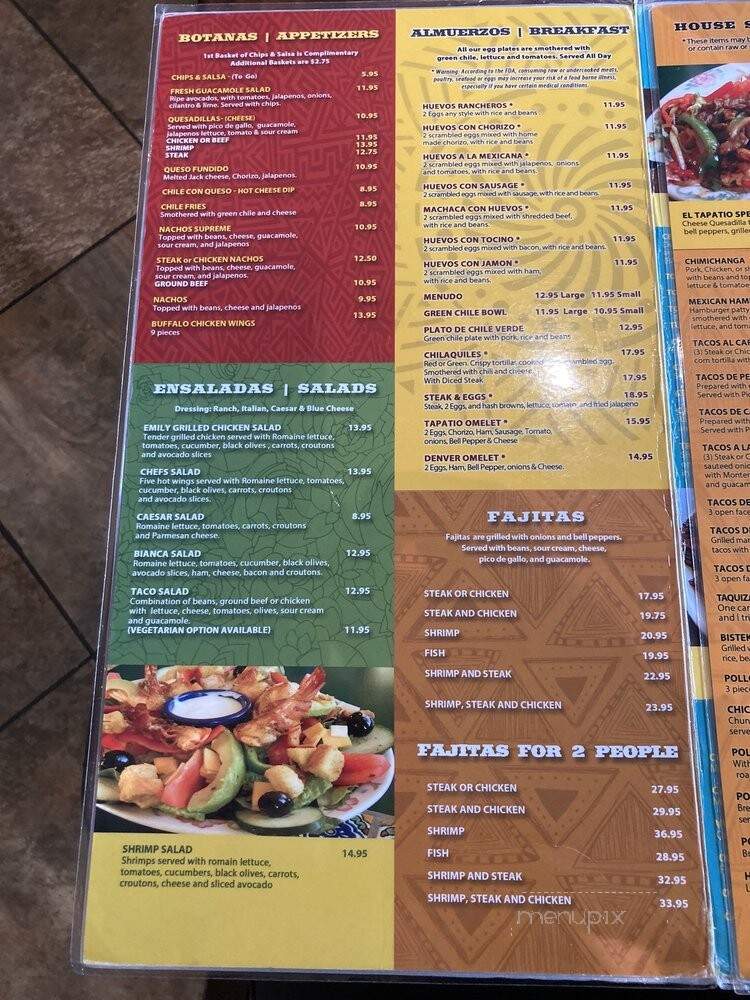 El Tapatio - Denver, CO menu_pic